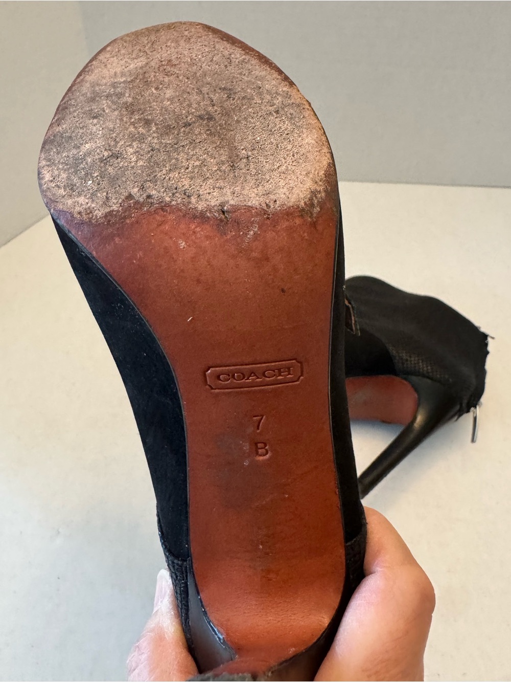 Coach Black Suede Snakeskin Double Monk Strap Booties Heel 7B - Picture 9 of 10